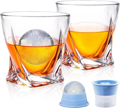 Whisky Gläser mit Eiskugelformen, Bleifreie Kristallgläser