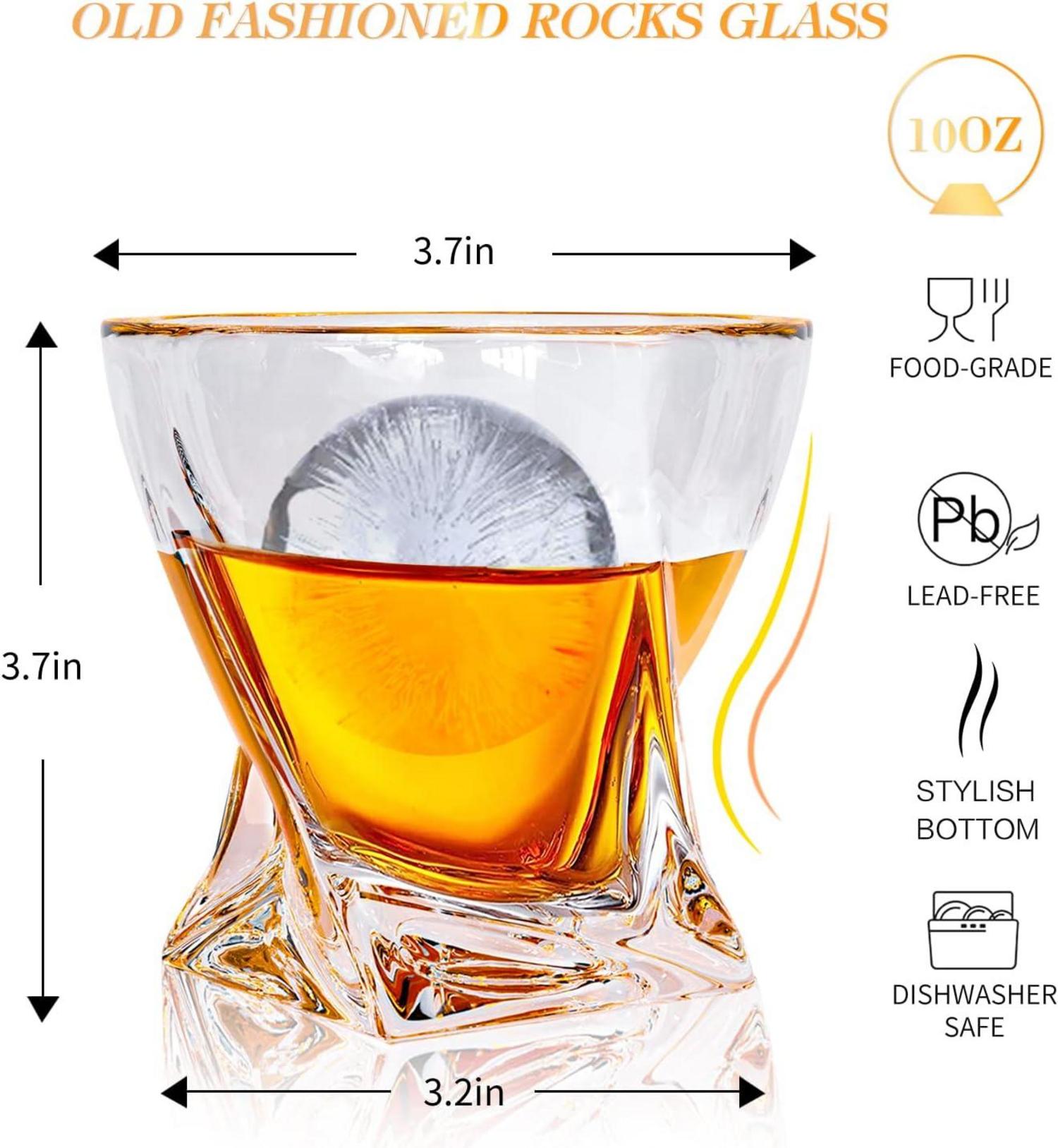 Whisky Gläser mit Eiskugelformen, Bleifreie Kristallgläser