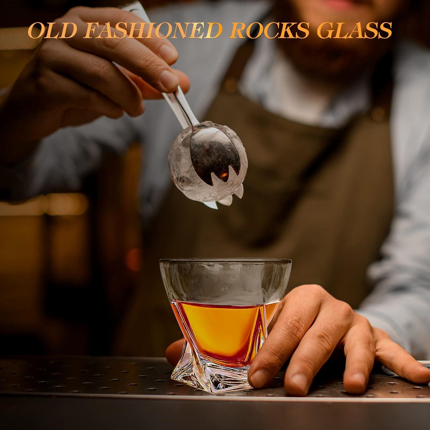 Veecom 2er Set Whisky Gläser 300ml mit Eiskugelformen Bleifrei Kristallglas