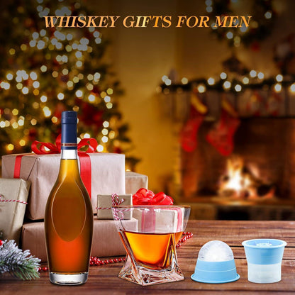 Whisky Gläser Set 300ml - 2er Whiskey Gläser mit Eiskugelformen, Rum