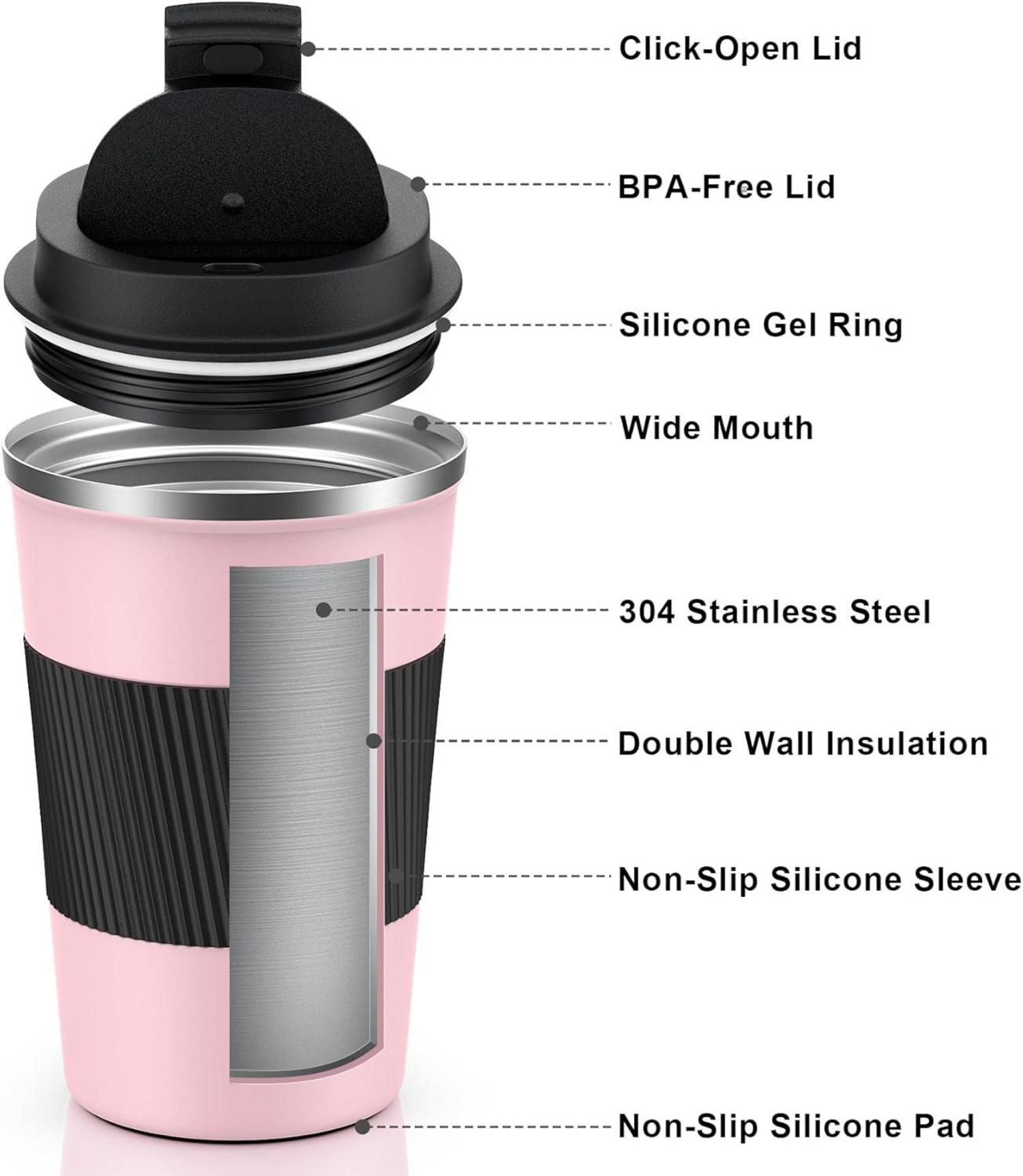 CS COSDDI Thermobecher Edelstahl Isolierbecher Travel Mug 380ml Vakuum auslaufsicher
