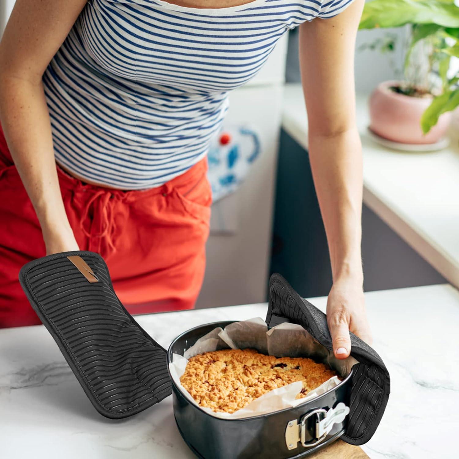 Topflappen Baumwolle Hitzebeständig 4er Set Anti-rutsch Schwarz