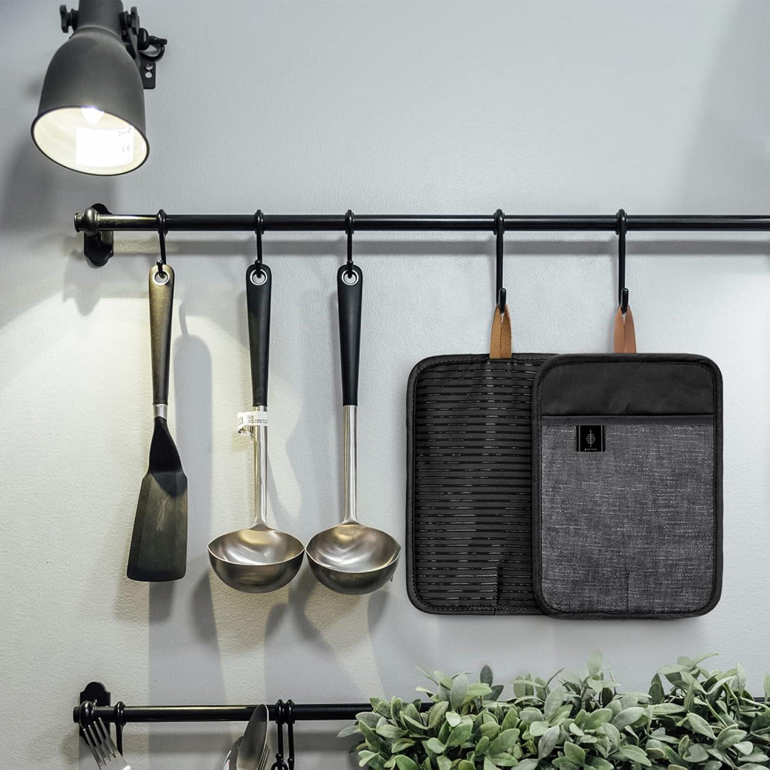 Topflappen Baumwolle Hitzebeständig 4er Set Schwarz Anti-rutsch