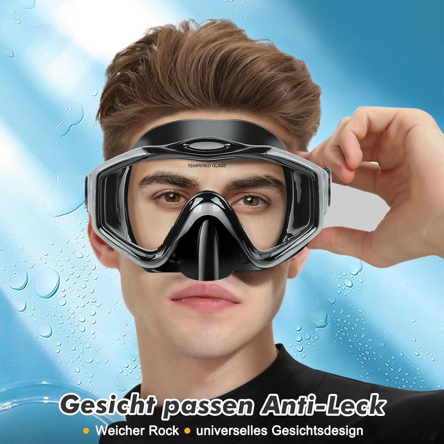 Schnorchelset Tauchmaske Taucherbrille Volltrocken Erwachsene