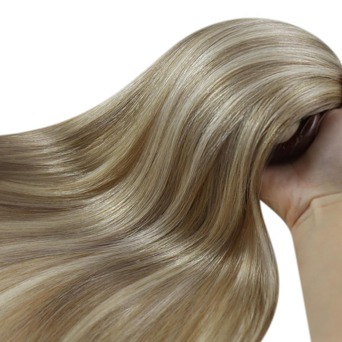 Echthaar Micro Ring Extensions Ombre Hellbraun-Platinblond 35cm