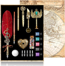 Vintage Feather Quill and Ink Set with Wax Seal Kit Black