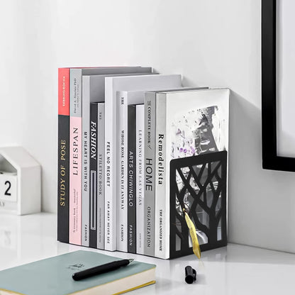 Buchstützen Metall Schwarz für Regal, Book Holder für Bücher