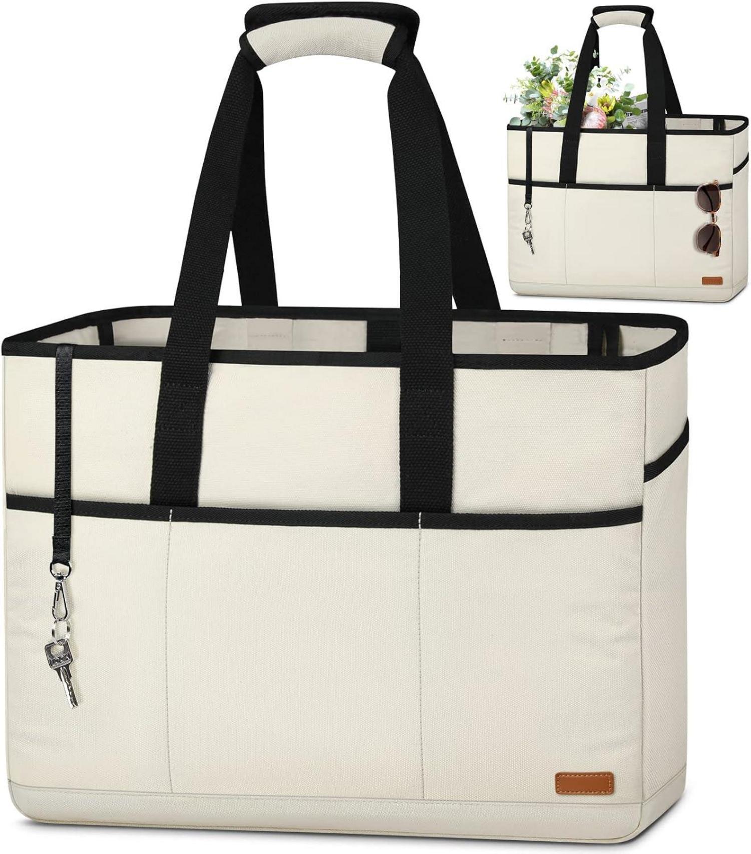 Strandtasche XXL Damen Groß mit Reißverschluss Wasserdicht 40L Beige