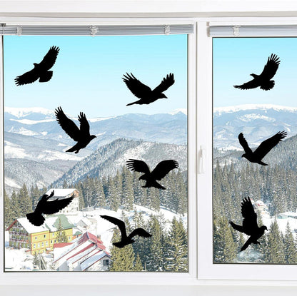 HOOWA Vogelschutz Fensteraufkleber 9er Set Große 27-31cm Schwarz PVC