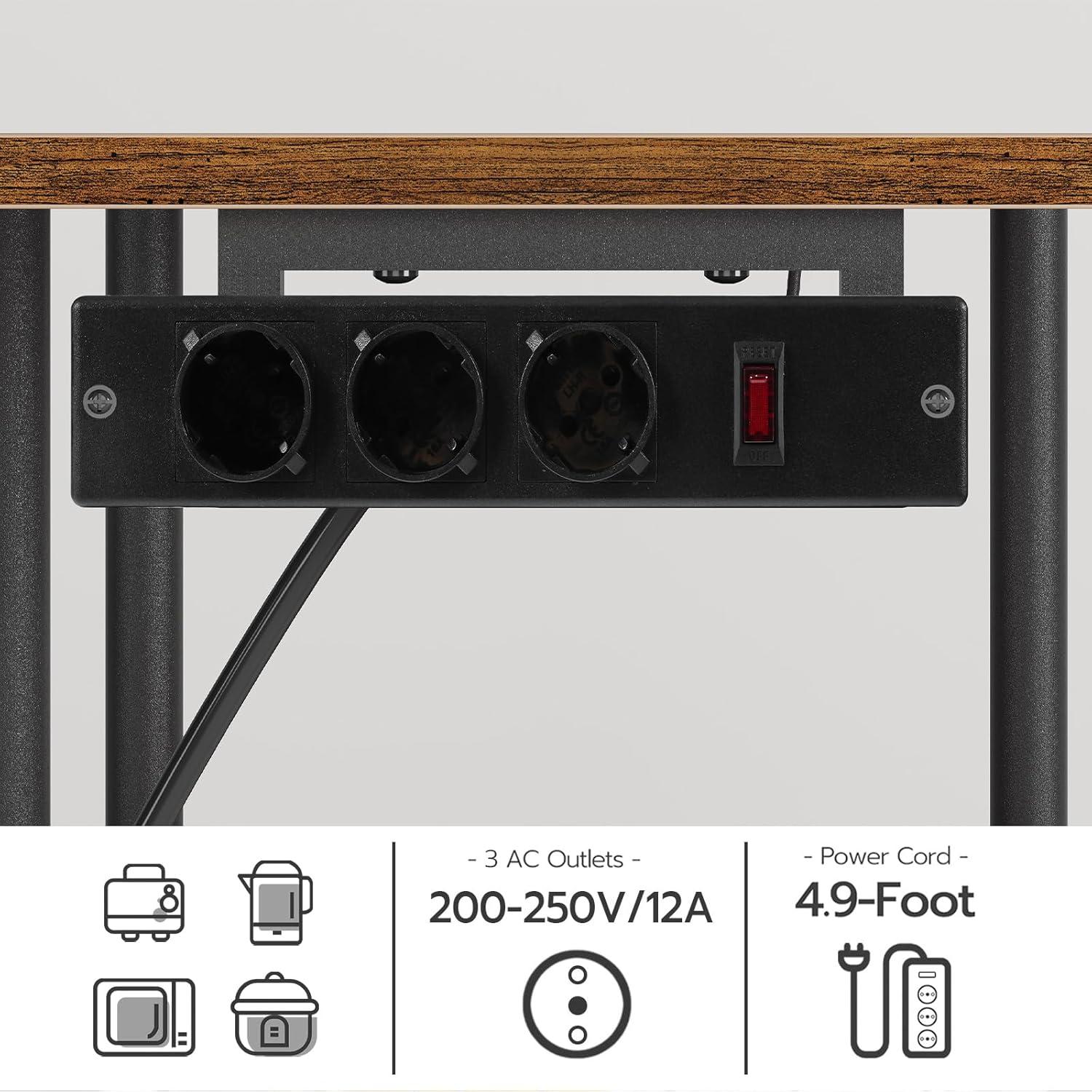 HOOBRO Standregal mit Steckdosen und S-Haken, 38 x 80 x 86 cm
