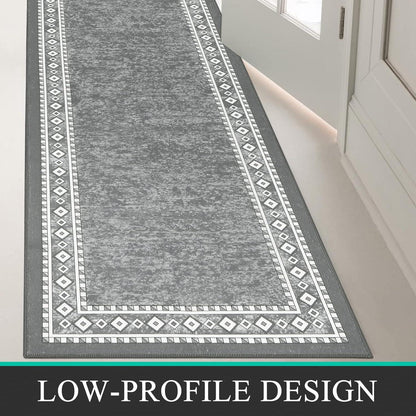Enyhom Lang Teppich Läufer 66x240 cm grau rutschfest waschbar ideal für Flur Küche Eingang