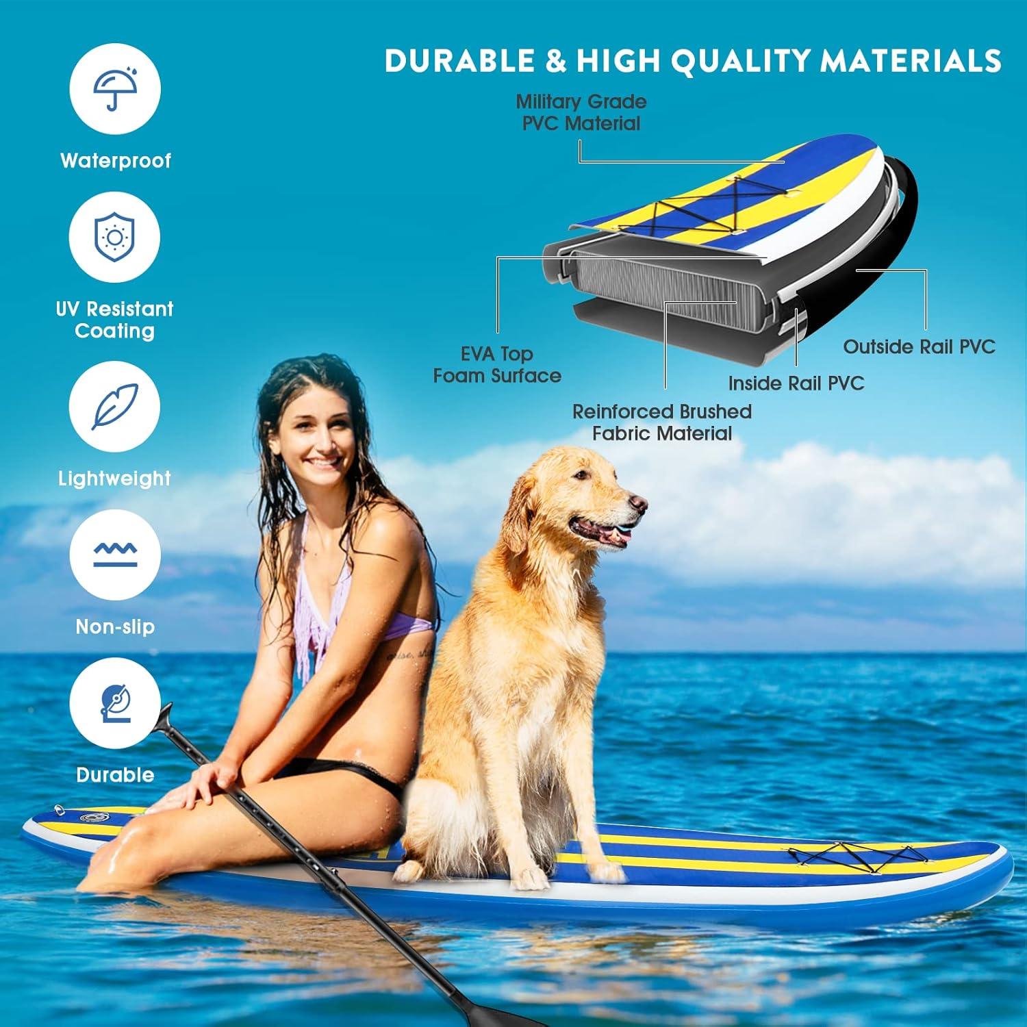 Aufblasbares SUP Board 320cm Stand Up Paddle Board 200kg Belastbarkeit Blau & Gelb