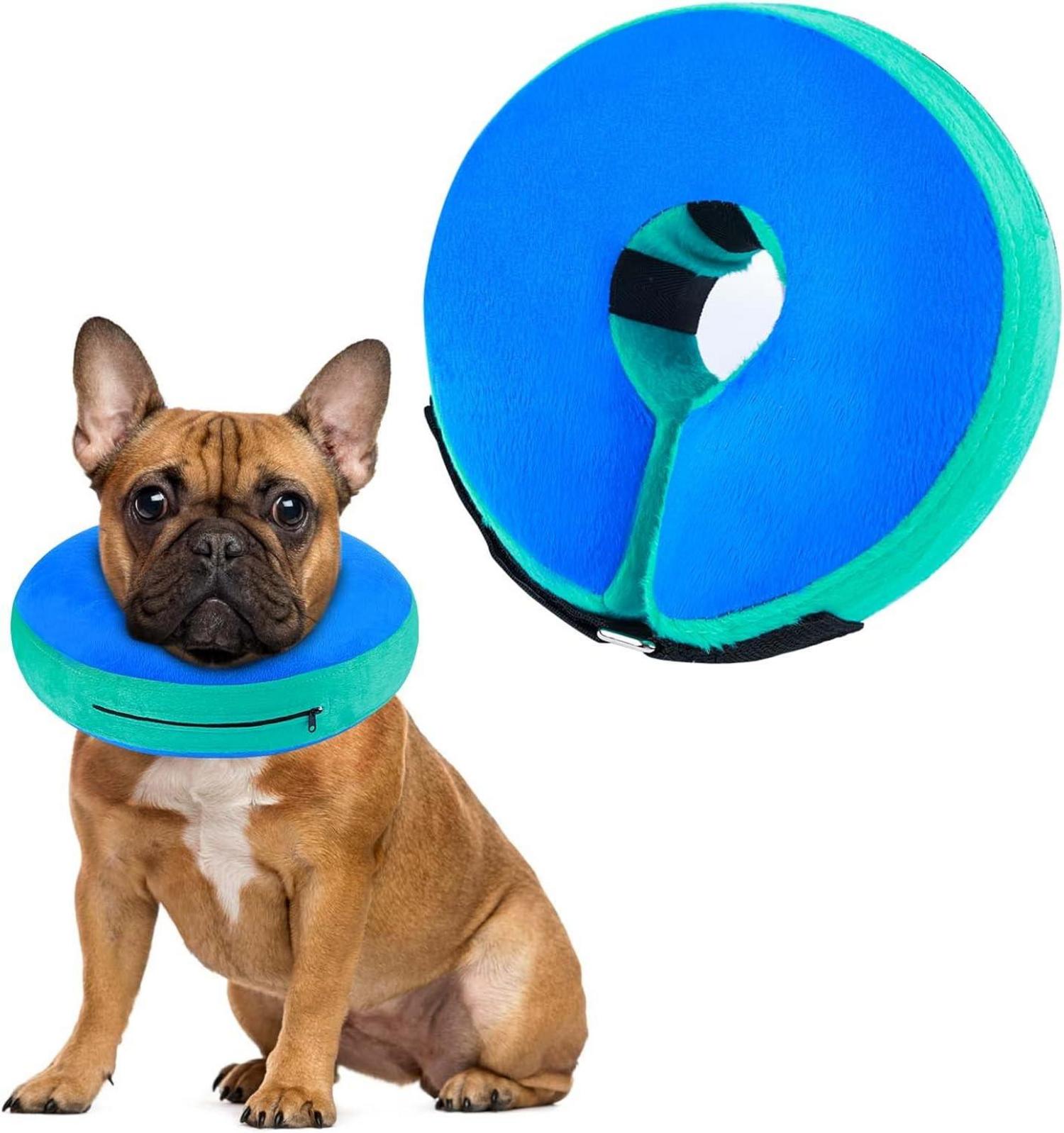 Aufblasbare Halskrause Hund Katze Schutzkragen Leckschutz Blau M