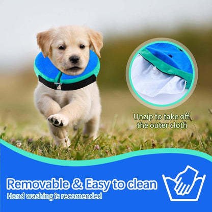 Aufblasbare Halskrause Hund Katze Schutzkragen Leckschutz Blau M