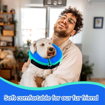 FWLWTWSS Aufblasbare Halskrause Leckschutz Hund Katze Blau M