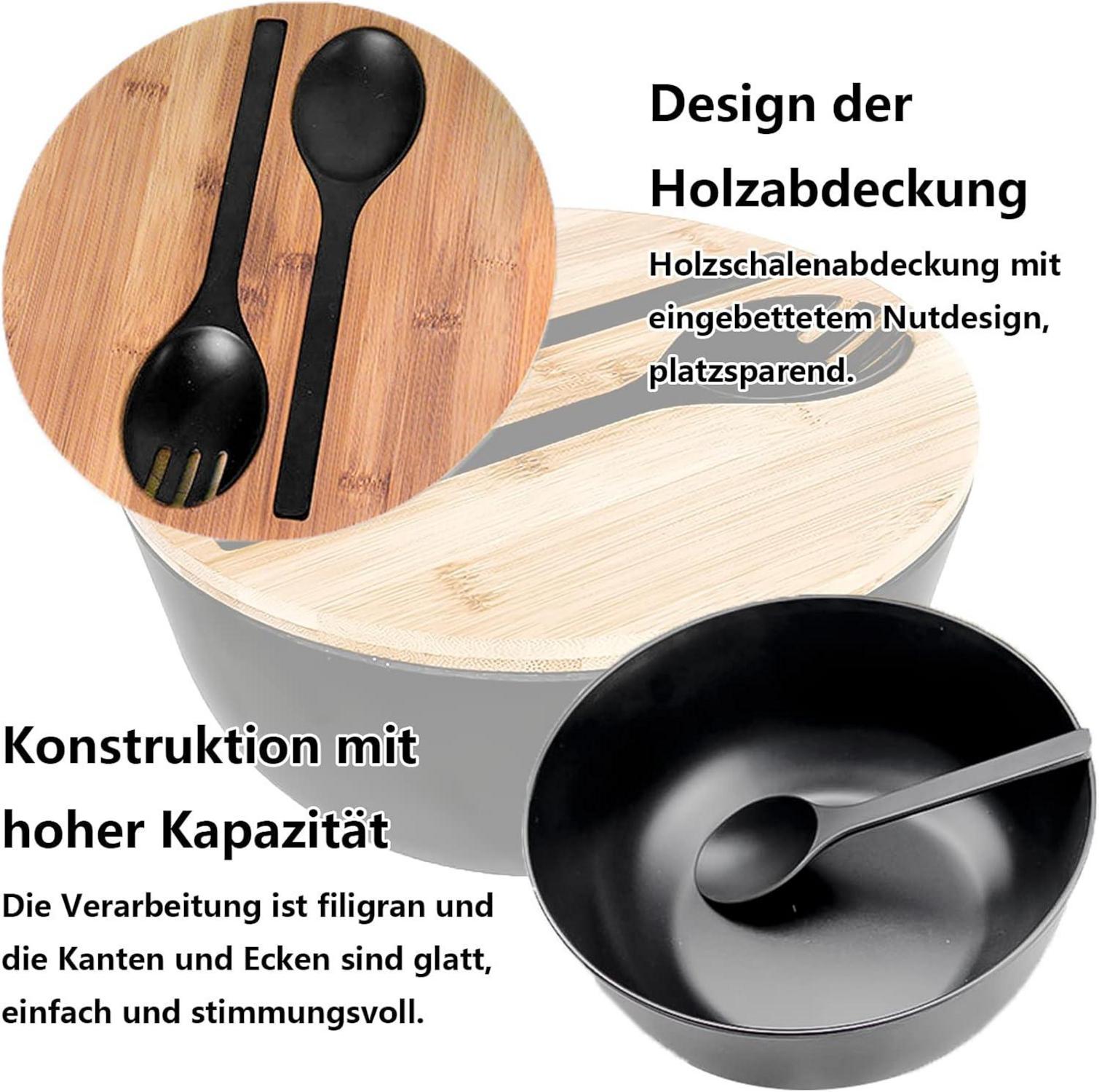 Salatschüssel Servierbesteck Schneidebrett Obst Salate Dekoration Schwarz
