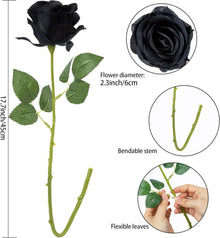 12PCS Künstliche Schwarze Rosen Kunstblumen Bouquet Wedding