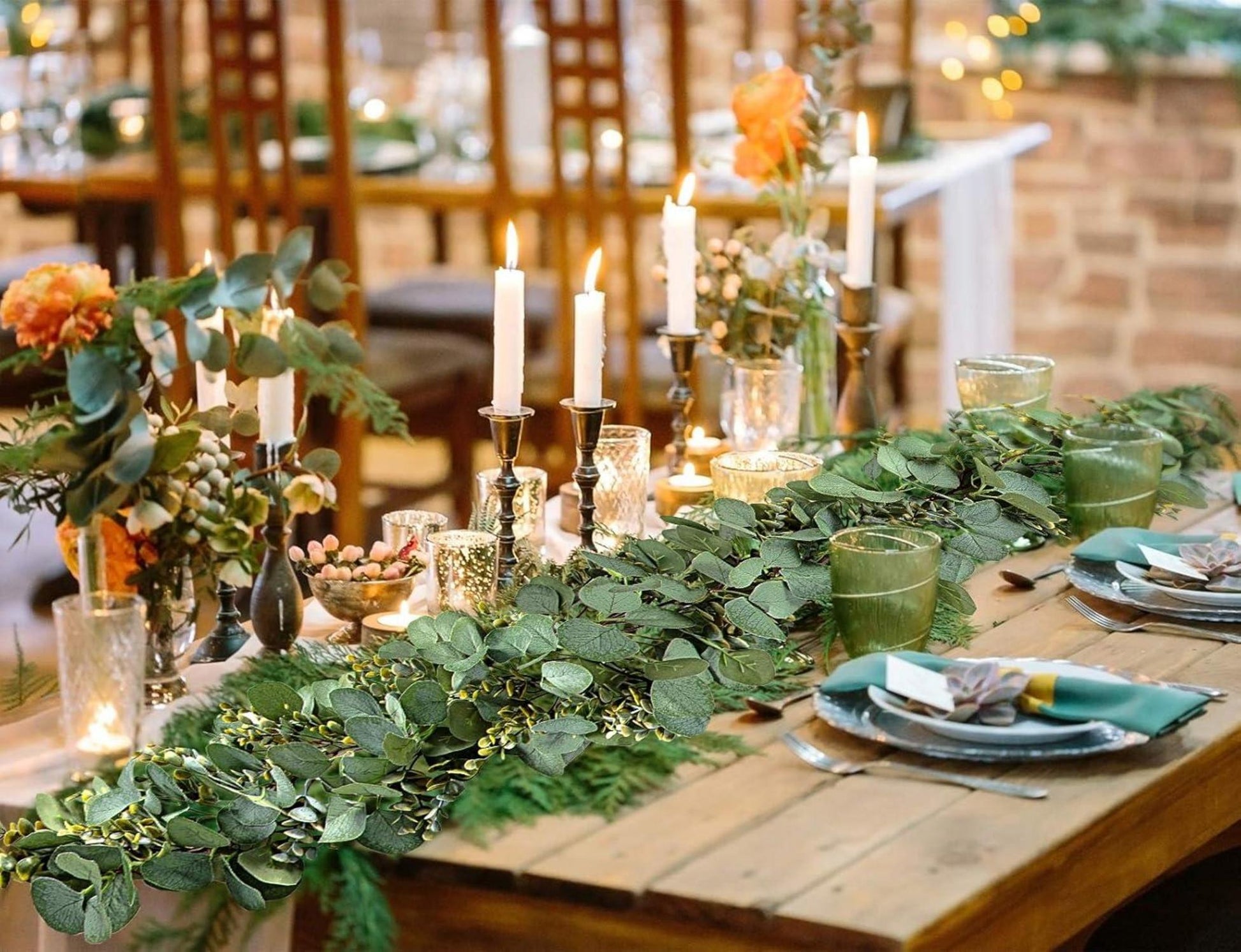 Künstliche Eukalyptus Girlande Hängepflanze 78.7IN Umweltfreundlich Grün