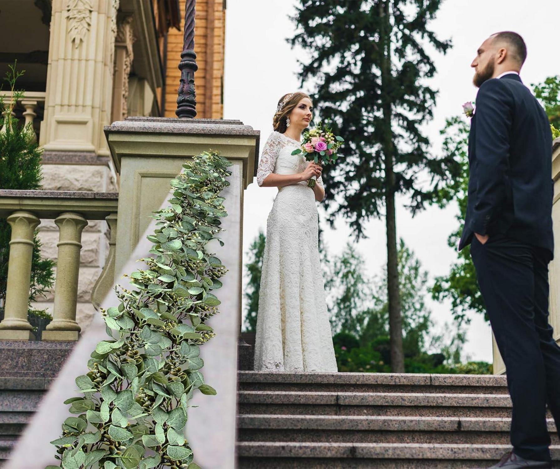 Künstliche Eukalyptus Girlanden 78.7IN Hochzeit Tischläufer Deko