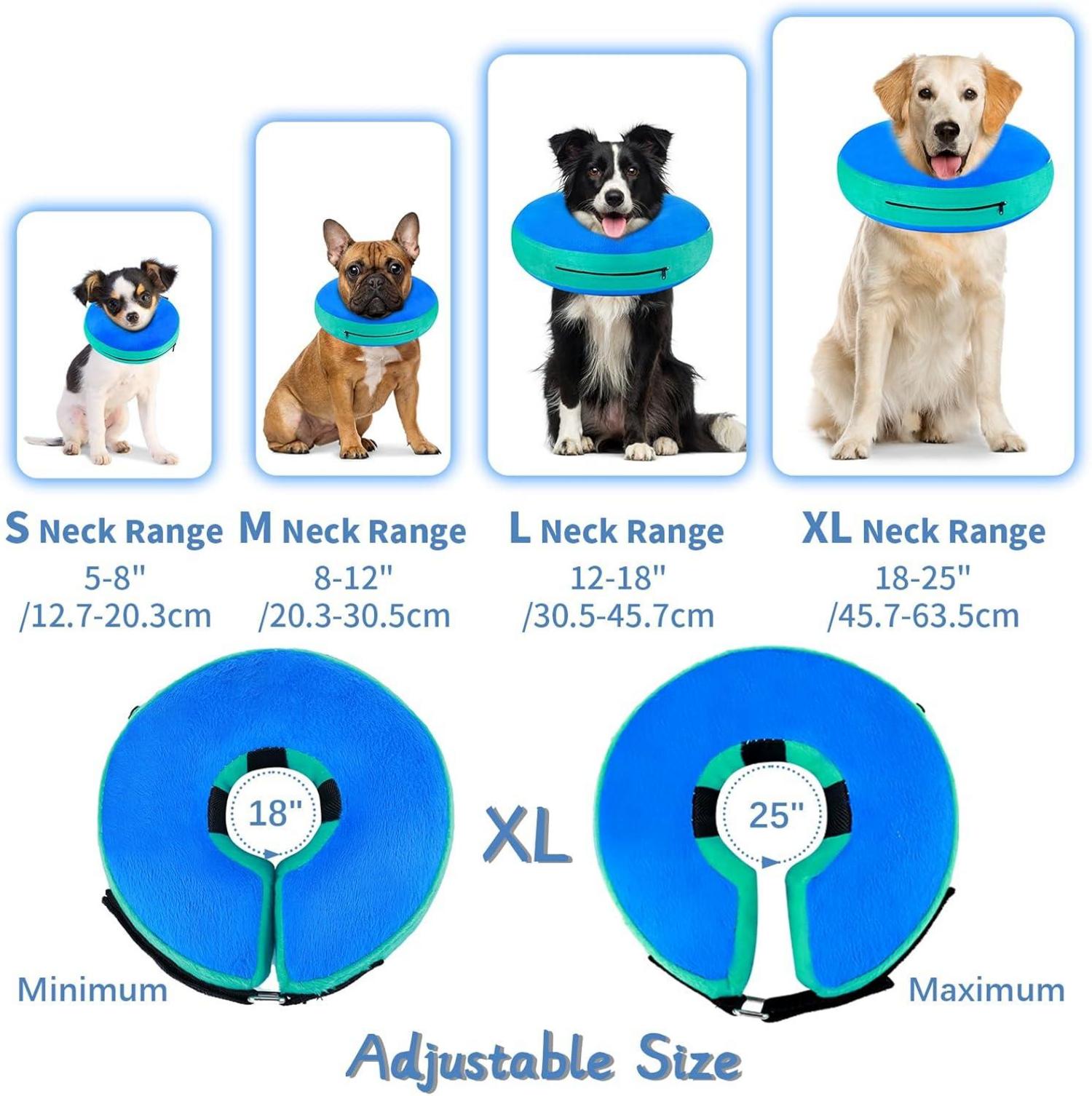 FWLWTWSS Aufblasbare Halskrause Hund & Katze XL Blau