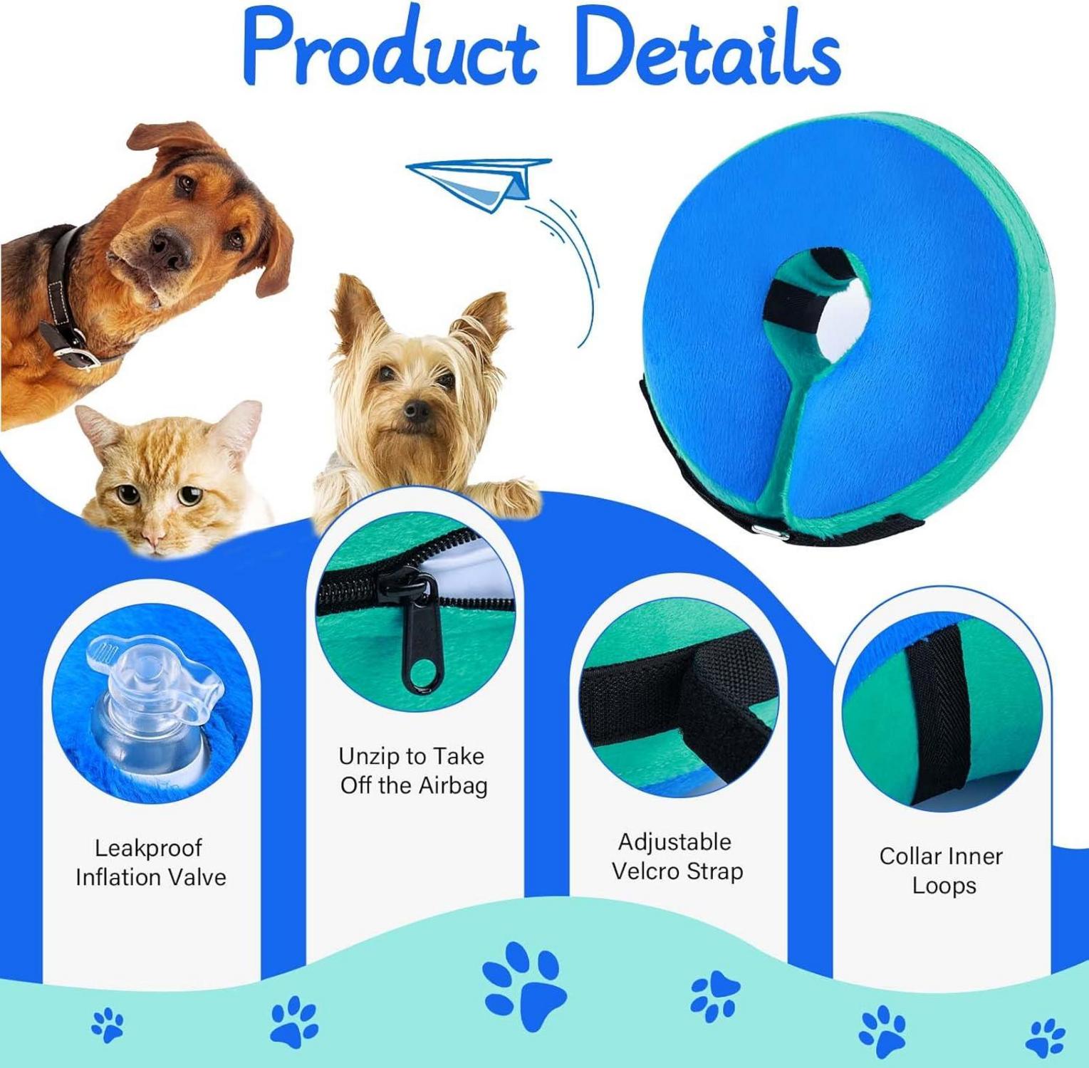 FWLWTWSS Aufblasbare Halskrause Leckschutz für Hunde XL Blau