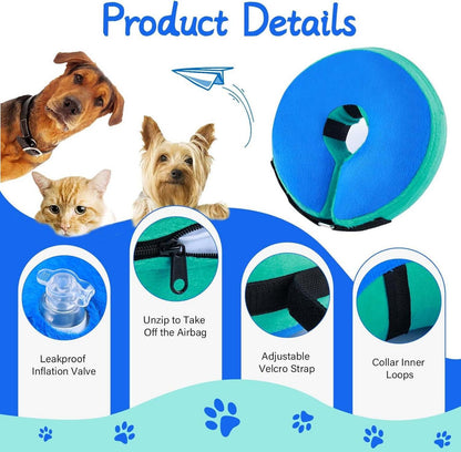 FWLWTWSS Aufblasbare Halskrause Leckschutz für Hunde XL Blau