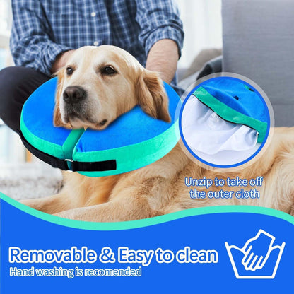 Aufblasbare Halskrause Hund Katze Schutzkragen Leckschutz Blau XL