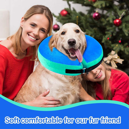 Aufblasbare Halskrause Hund & Katze Blau XL Verstellbarer Klettverschluss Leckschutz Genesung Operationen Tel. 45.7-63.5cm