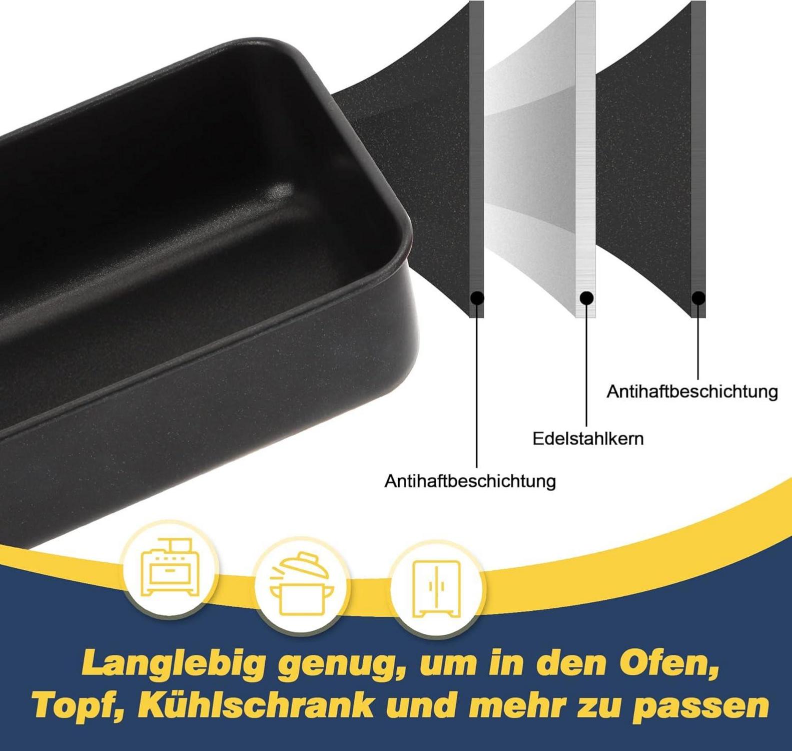 TEAMFAR Kastenform Edelstahl Brotbackform Antihaft 23,5 x 12,6 x 6,2 cm