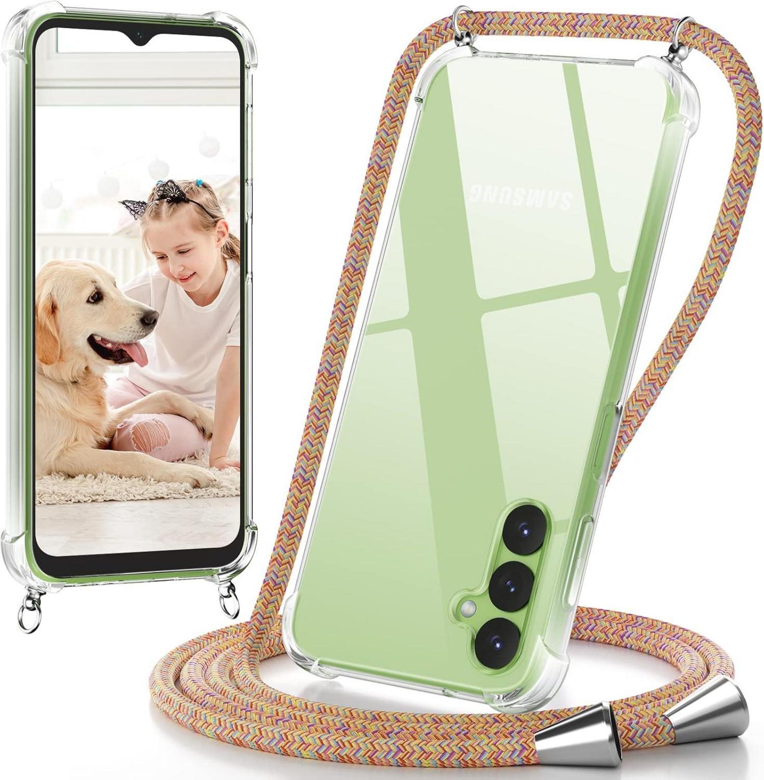 Handyhülle mit Band für Samsung Galaxy A14 Umhängeband Rainbow