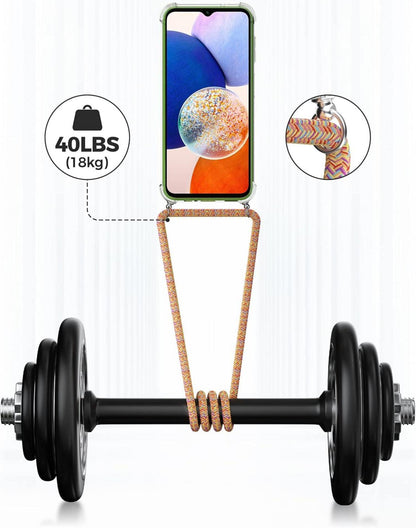 Handykette Handyhülle Band für Samsung Galaxy A14 Umhängeband Regenbogen