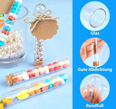 30 Reagenzgläser mit Korken 16x100 mm Transparent Hanfseil Kraftpapier für Gastgeschenk Hochzeit Badesalz