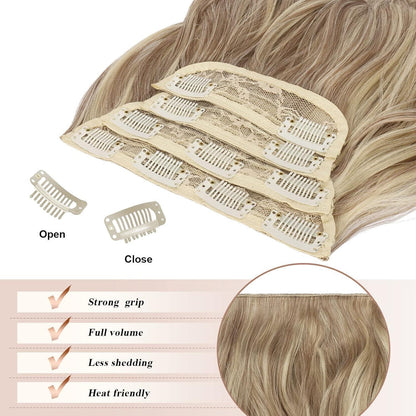 Welliges Haarverlängerung Karamellbraun mit Clips – 50cm