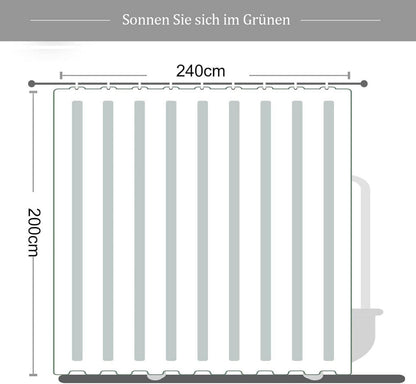 Duschvorhang 240x200 Grün Blätter Wasserabweisend Polyester inkl. 12 Ringe