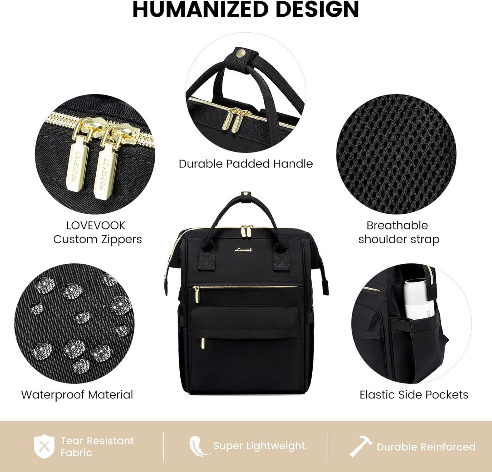 LOVEVOOK Schulrucksack Jungen 17 Zoll Laptop Damen Schwarz