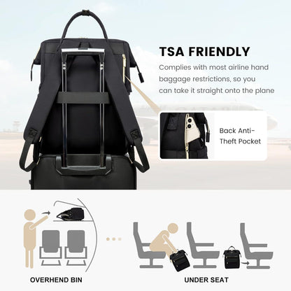 Schulrucksack 17 Zoll Laptop USB Ladeanschluss Wasserdicht Schwarz