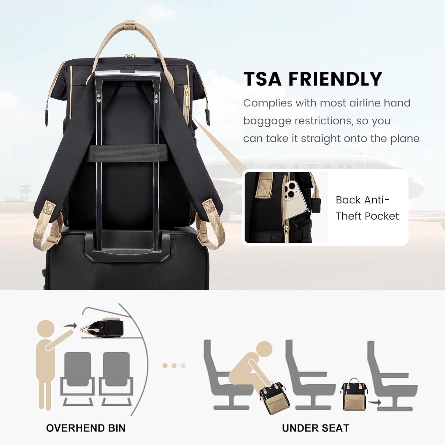 Schulrucksack Damen Mädchen Jungen Teenager Schwarz Wasserdicht 15,6 Zoll