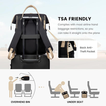 Schulrucksack Damen Mädchen Jungen Teenager Schwarz Wasserdicht 15,6 Zoll