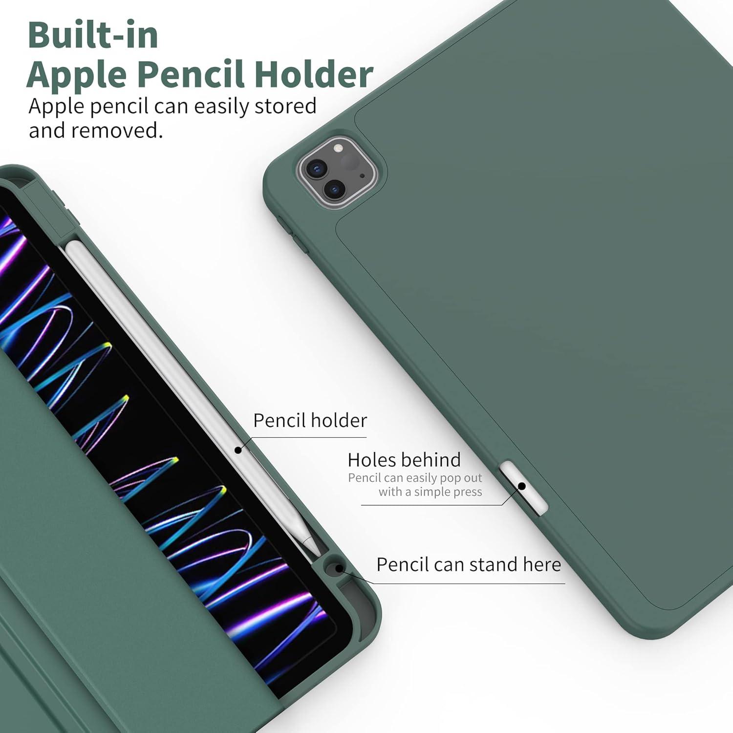 iPad Pro 11 Zoll Hülle Stifthalter TPU Rückseite Autoaufwachen Nachtgrün