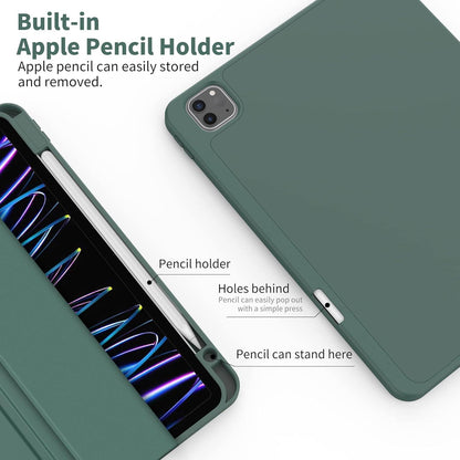 iPad Pro 11 Zoll Hülle Stifthalter TPU Rückseite Autoaufwachen Nachtgrün