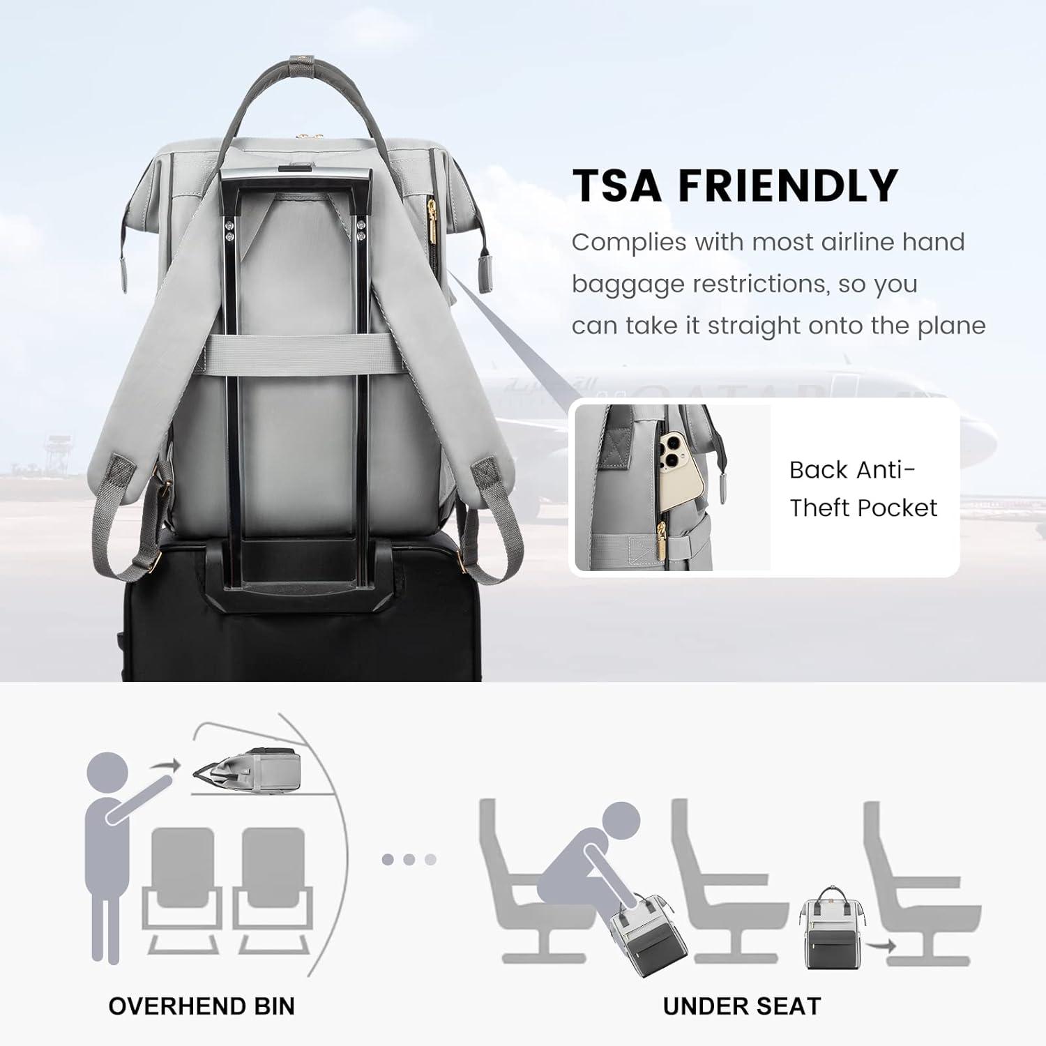 Schulrucksack Mädchen Jungen 15,6 Zoll Laptop USB Grau