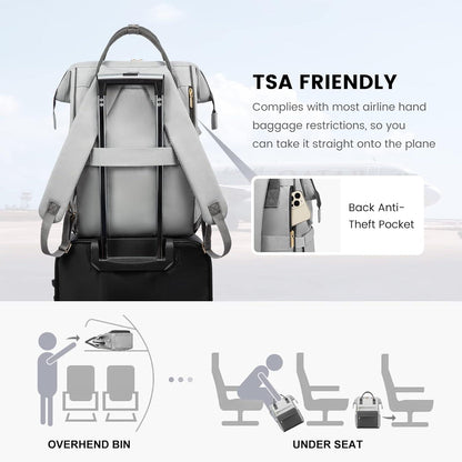 Schulrucksack Mädchen Jungen 15,6 Zoll Laptop USB Grau