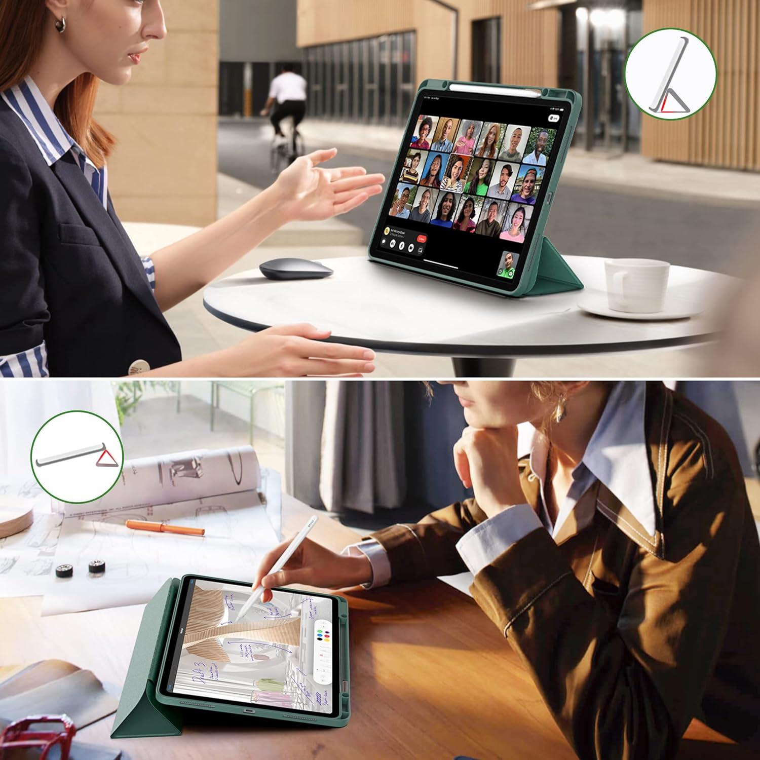 iPad Pro 12.9 Hülle Stifthalter TPU Rückseite Standfunktion - Nachtgrün