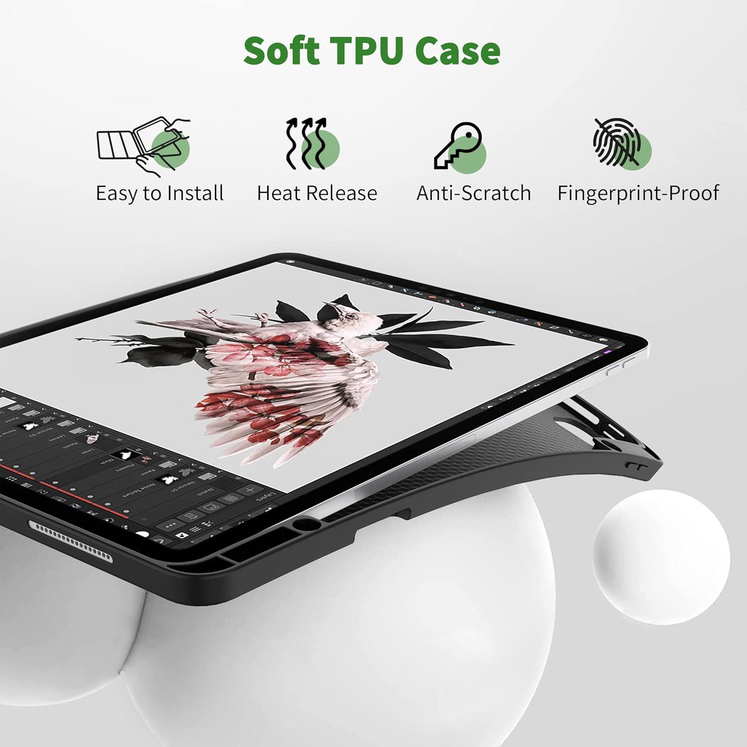 Schwarze iPad Pro 12.9 Zoll Hülle mit Stifthalter und Standfunktion