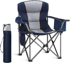 Campingstuhl XXL Klappstuhl 200kg Gepolstert Getränkehalter Blau