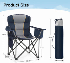 Campingstuhl XXL Klappstuhl 200kg Gepolstert Getränkehalter Blau