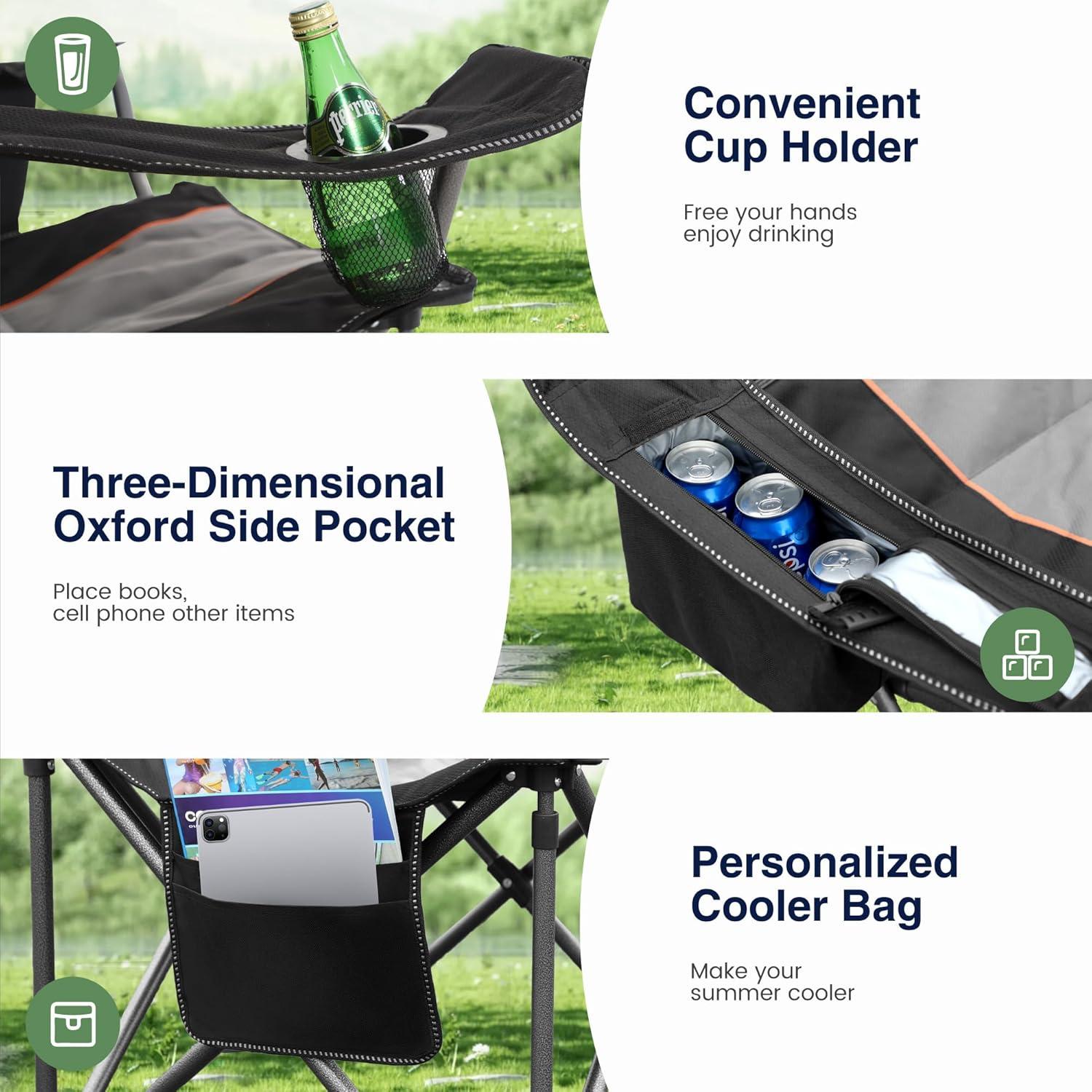 XXL Campingstuhl Gepolstert Getränkehalter 200kg Outdoor Blau