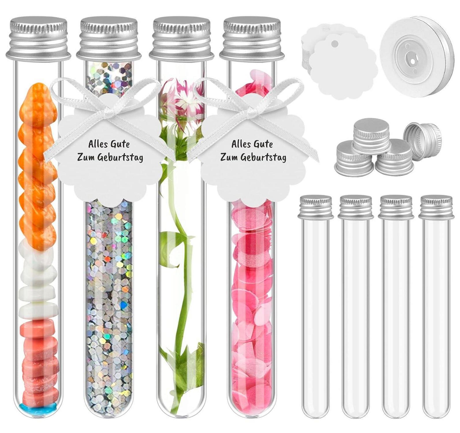 30er Set Transparente Kunststoff Reagenzgläser mit Schraubverschluss