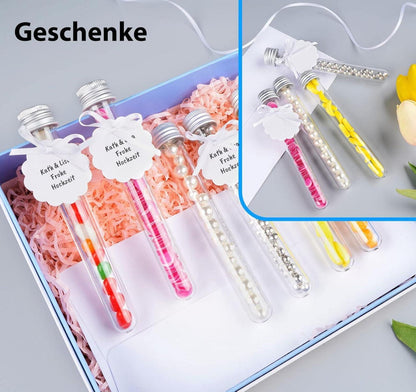 30er Set Mini Kunststoff Reagenzgläser Schraubverschluss Transparent Blumen