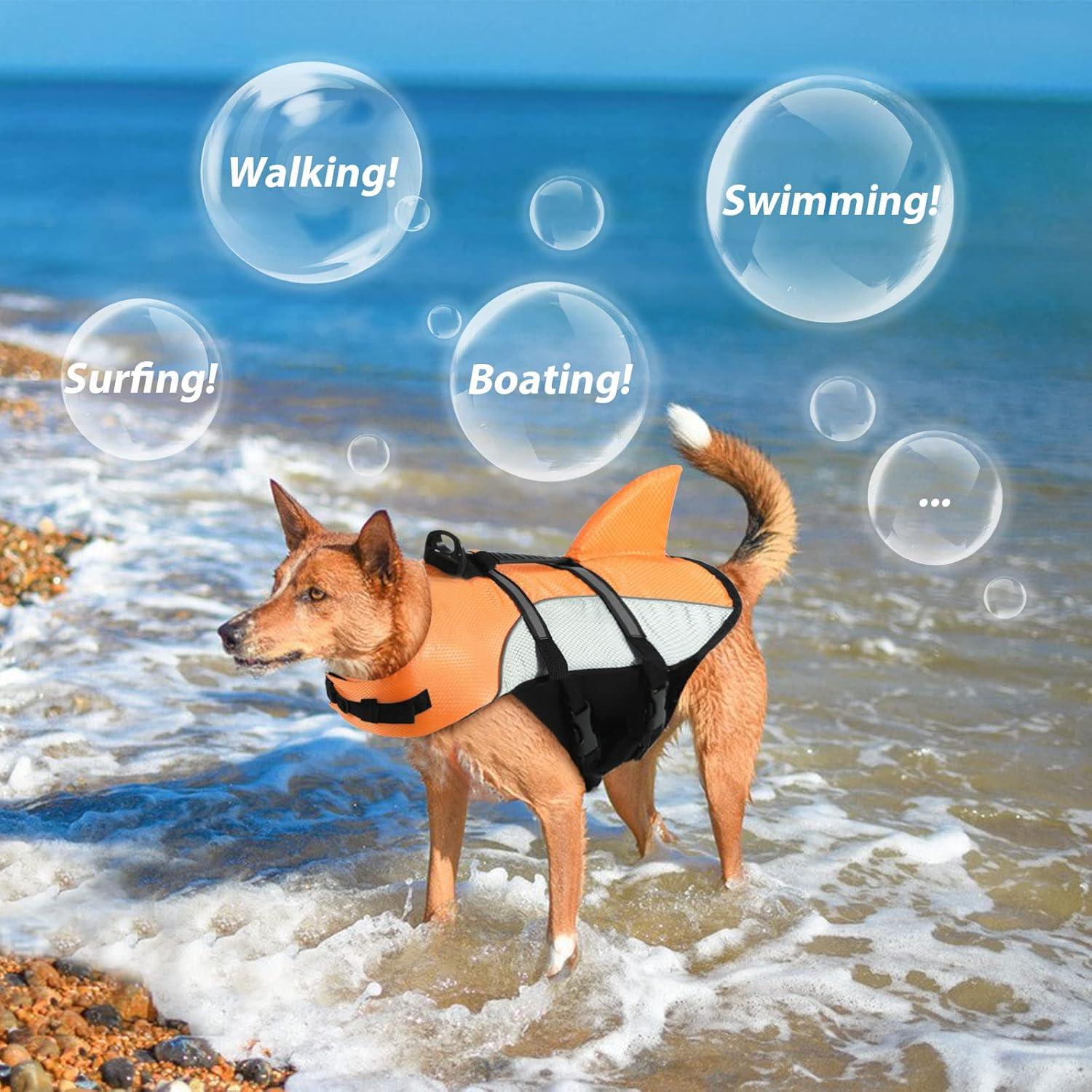 Hund Schwimmweste Rettungsweste Einstellbar Haiflosse Orange M